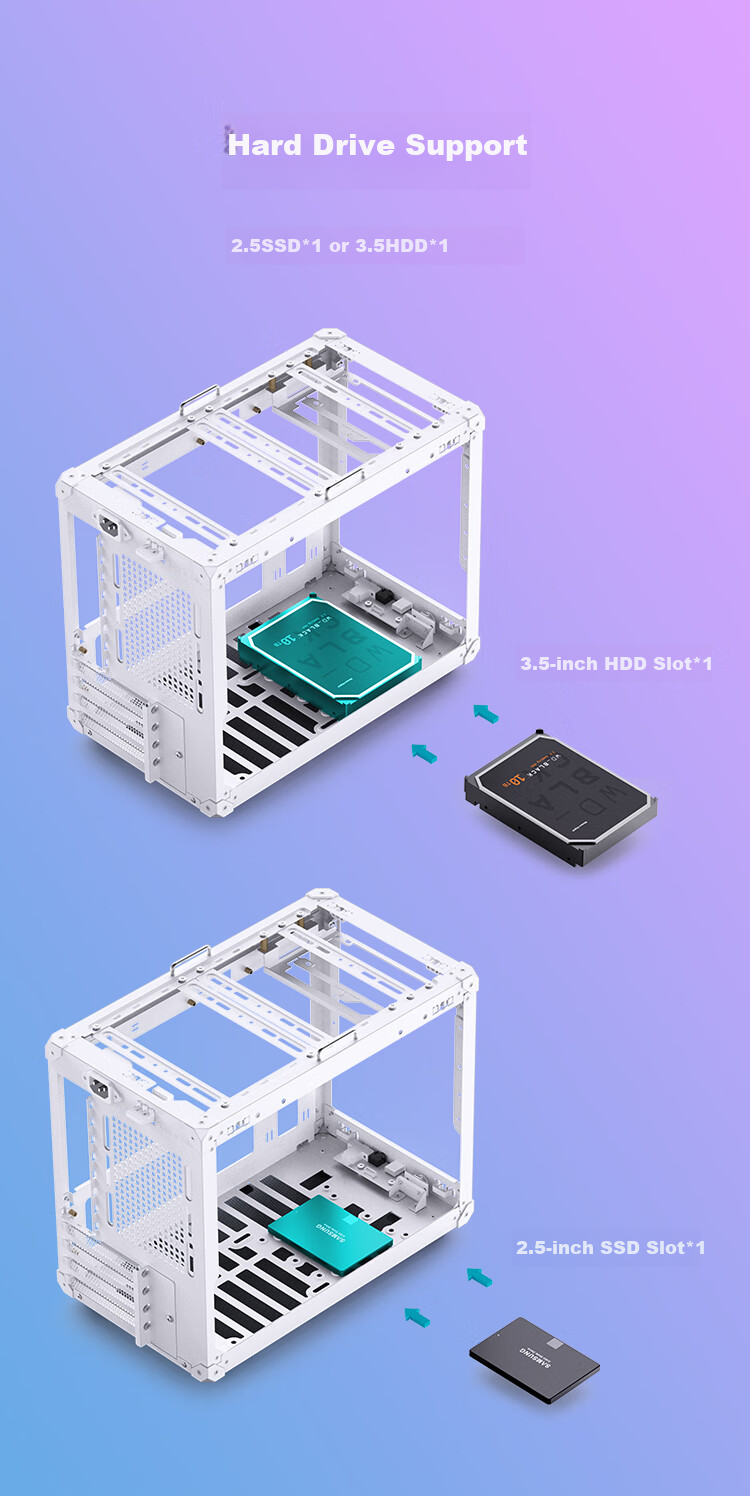 Корпус JONSBO C6 MAX White MATX, Mini-ITX, черный