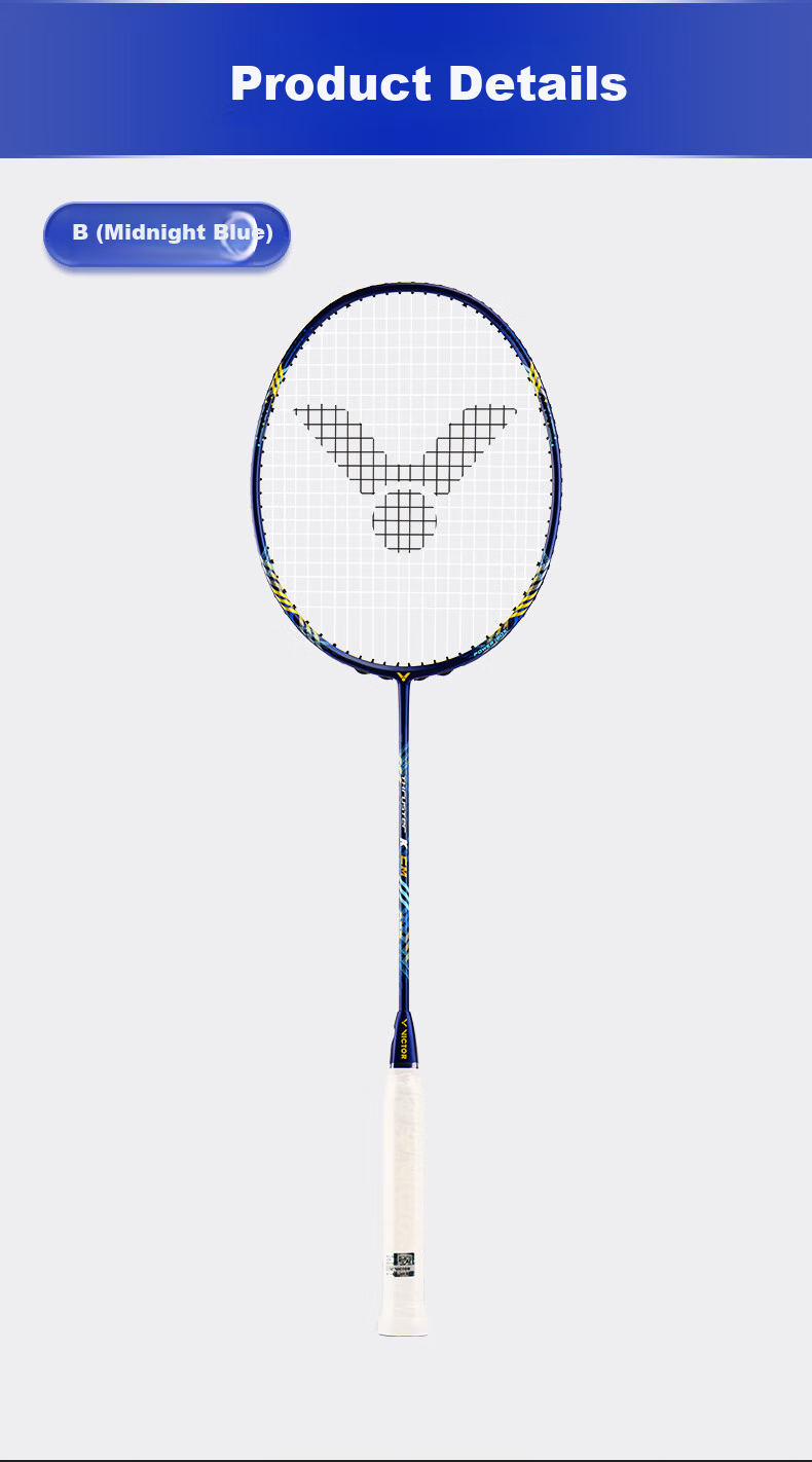 Ракетка для бадминтона VICTOR Shengli Xiaogui Jian Shengji Version Tianlong All-Carbon Offensive Single Racket TK-CM Midnight Blue, 4U Strung Racket, 26 Pounds