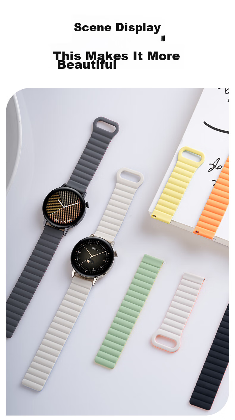 Ремешок Watchbond для Huawei GT3/GT2, силиконовый, с магнитной застежкой, 20 мм, цвет "Звездный апельсин"