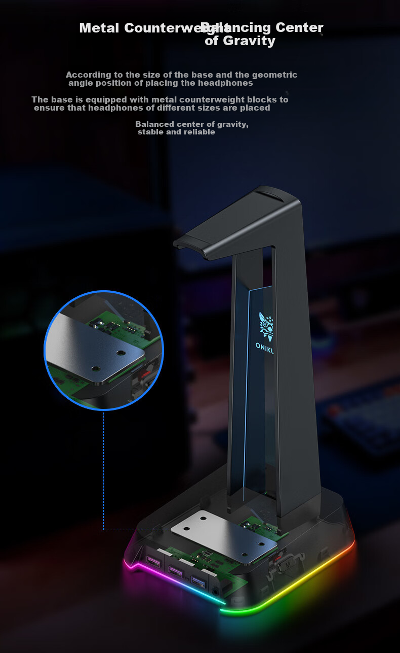 Подставка для наушников ONIKUMA ST-2 White RGB с USB-хабом