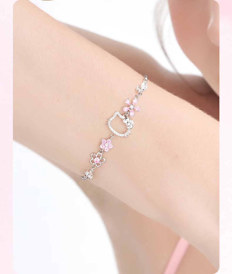 Серебряный браслет "Hello Kitty" от Chaosehui, дизайн "Цветок персика", для женщин, элегантный, подарок на День Святого Валентина, 6106