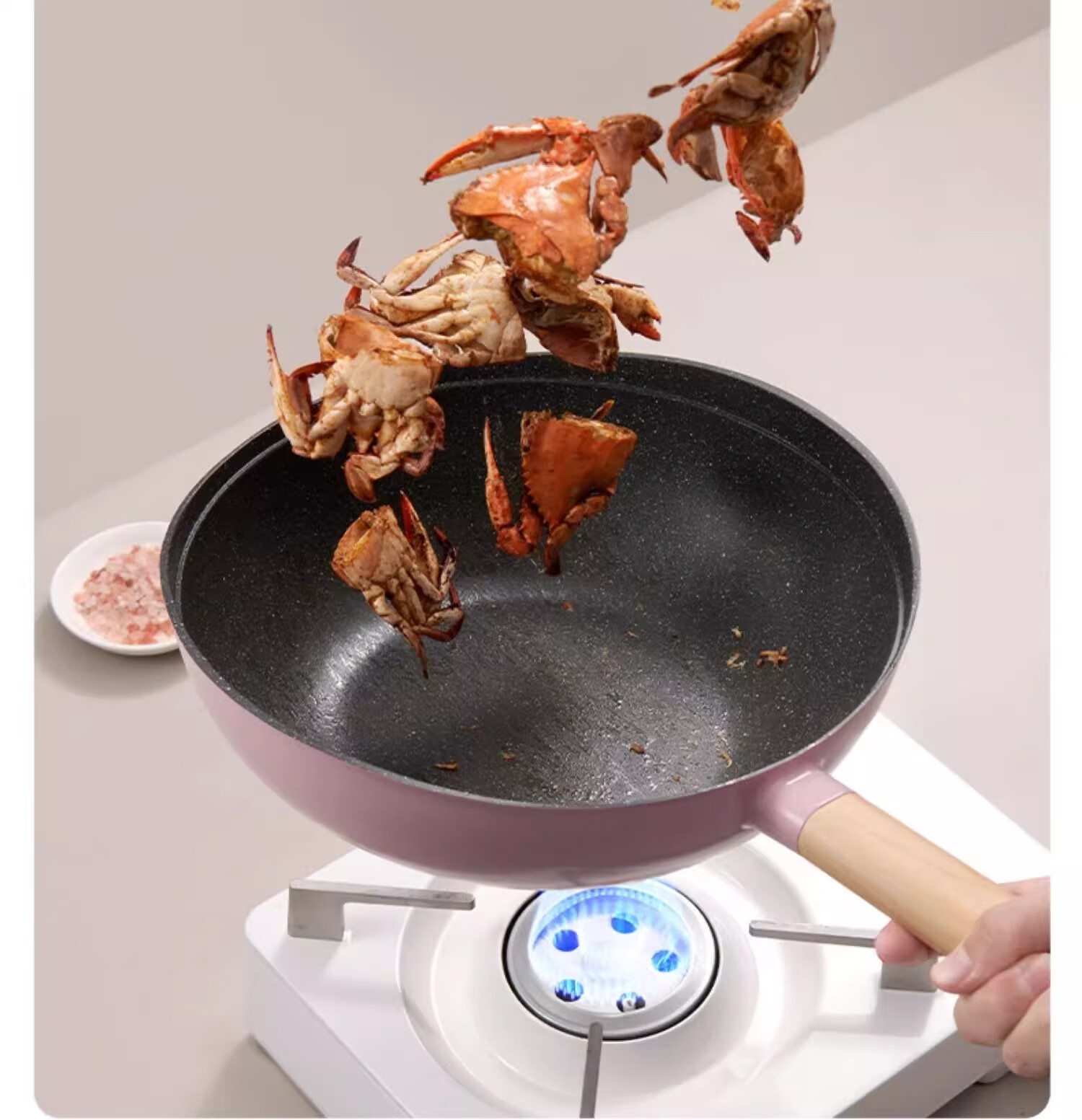 Сковорода Lanmi Titanium Non-Stick Wok, 30 см, с антипригарным покрытием, для дома, подходит для газовых, индукционных и открытого пламени