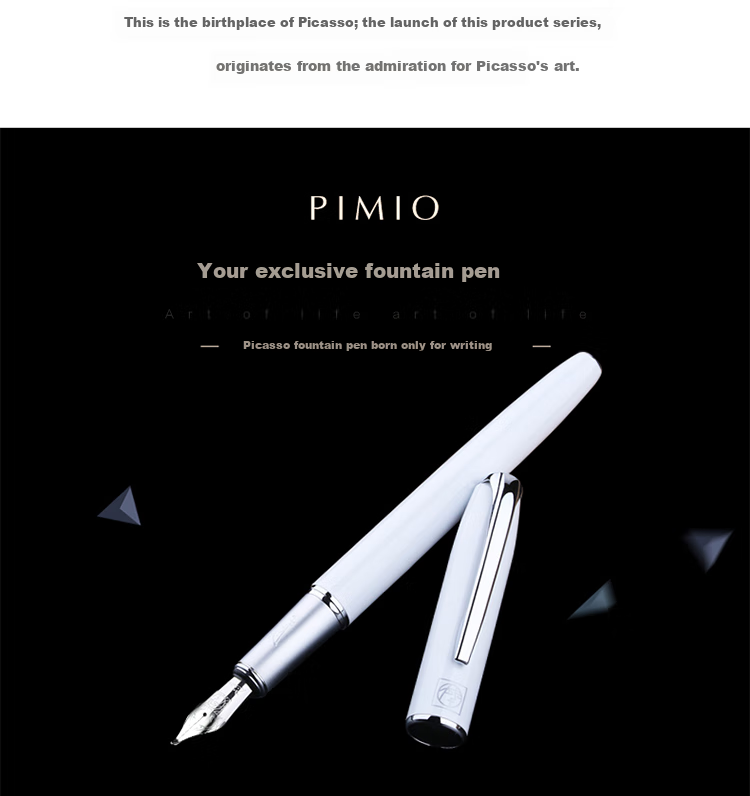 Перьевая ручка Pimio 916 Mubai White с изогнутым пером 1.0 мм, подарочный набор, белый