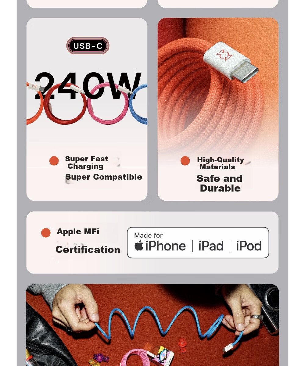 Кабель CANDYSIGN MagTie USB-C to Type-C, 100W, 1.5 м, розовый