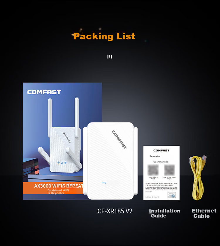 Wi-Fi роутер COMFAST CF-XR185 V2, AX3000, двухдиапазонный, гигабитный порт