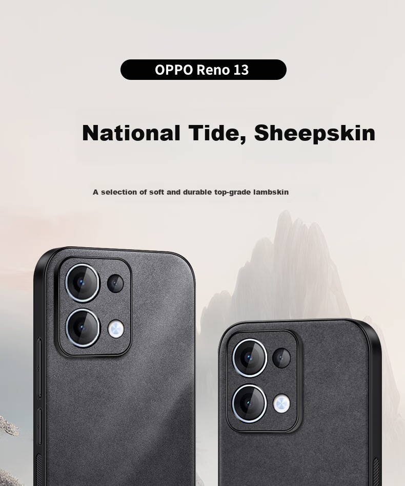 Чехол для телефона Shangsu, совместимый с OPPO Reno13, защита всего объектива, мягкий чехол, простой креативный национальный тренд из кожи ягненка, для женщин и мужчин, Спокойствие и радость