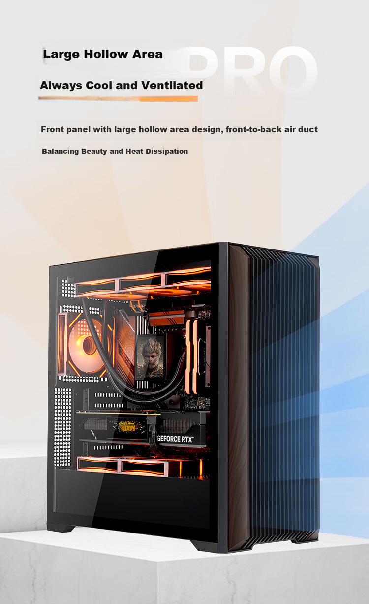 Компьютерный корпус SAMA Wind Tunnel PRO черный, Mid-Tower, поддержка 420мм СВО, ATX, Type-C, 3 вентилятора