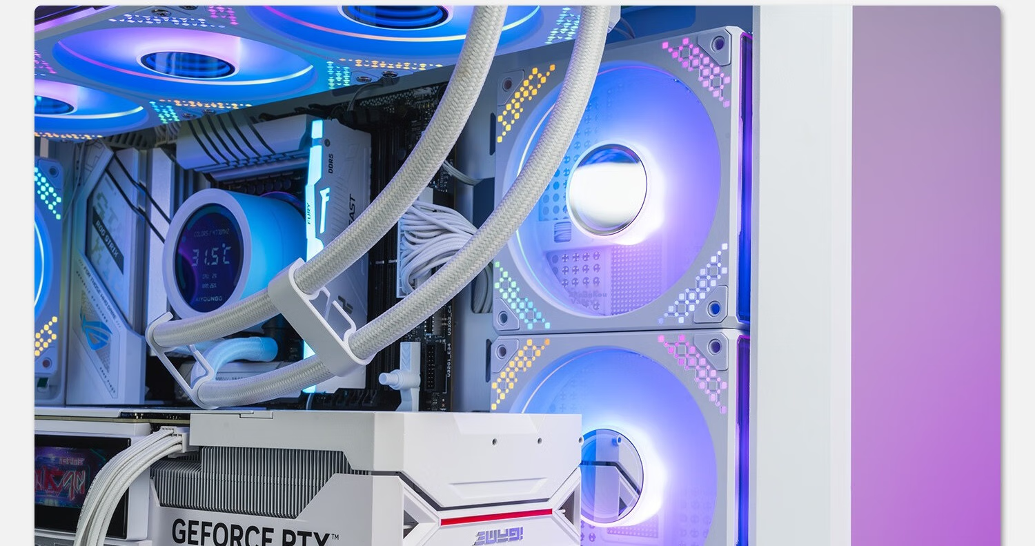 Компьютерный корпус Aigo Aurora Z15 White Anti-Leaf ARGB, 120 мм, с подсветкой, контролем температуры, ШИМ
