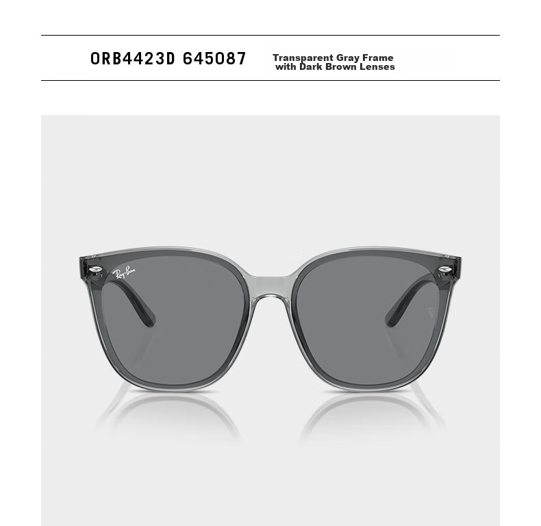 Солнцезащитные очки RayBan 0RB4423D, унисекс, черная оправа, темно-серые линзы, размер 66