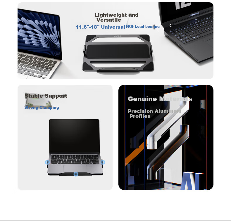 Brateck E350-2+APE40 Obsidian Black Laptop Stand, Multi-Screen Extension for Laptops, Mechanical Arm with Dual Screens, Display Stand