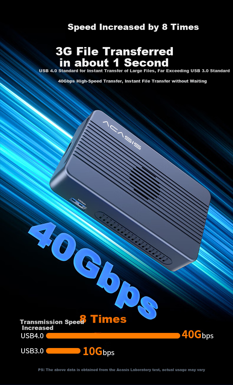 Внешний корпус Acasis TBU405ProMAX для 2x NVMe M.2 SSD, 40 Гбит/с, Thunderbolt 3/4, USB4, алюминиевый сплав, RAID