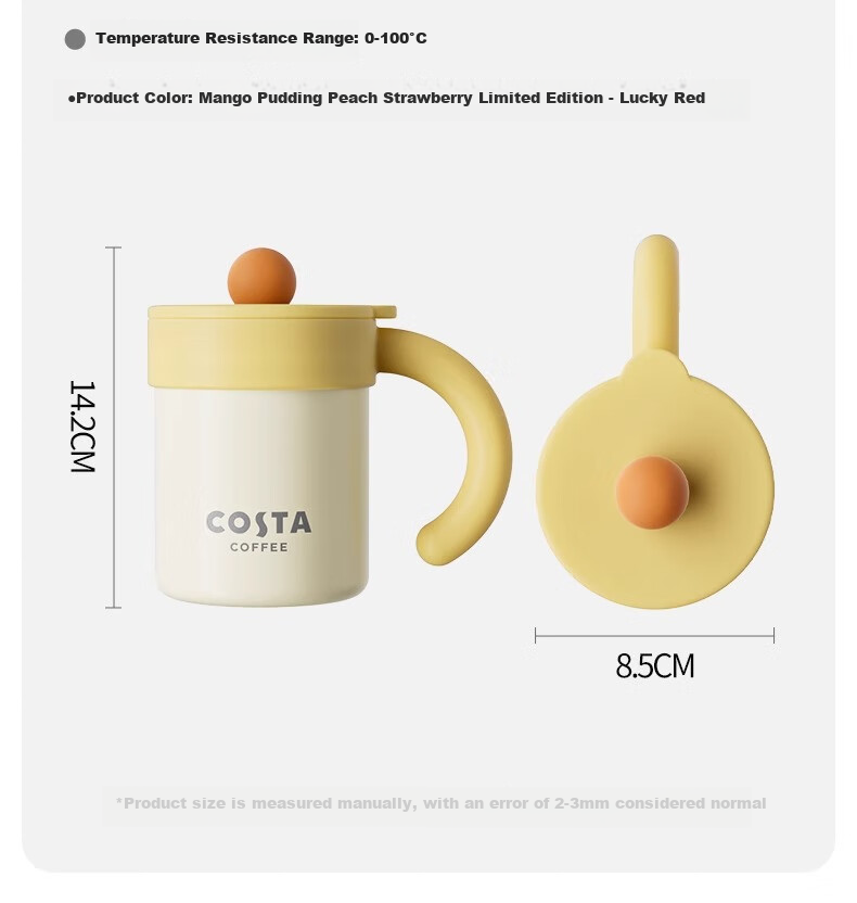 COSTA Термокружка для кофе и воды, стильная, из нержавеющей стали, 400 мл, для мужчин и женщин, подарок на День святого Валентина, розовый