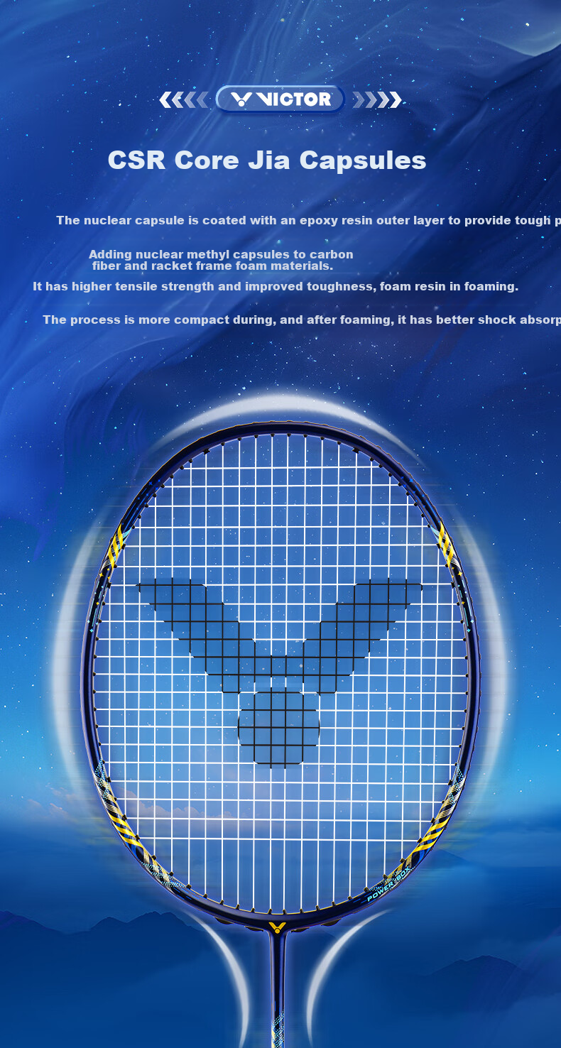 Ракетка для бадминтона VICTOR Shengli Xiaogui Jian Shengji Version Tianlong All-Carbon Offensive Single Racket TK-CM Midnight Blue, 4U Strung Racket, 26 Pounds