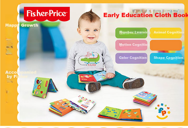Набор развивающих книжек Fisher-Price, 6 книг, для раннего образования детей от 0 до 1 года, с числами и формами, идеальный подарок на Новый год