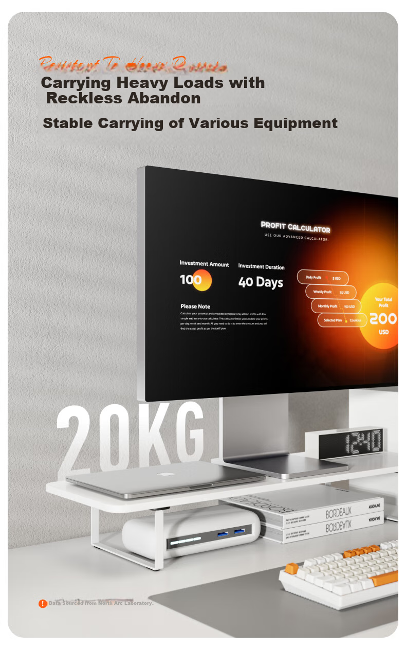 Подставка для монитора Brateck G600S, настольная, белая, 80x26 см