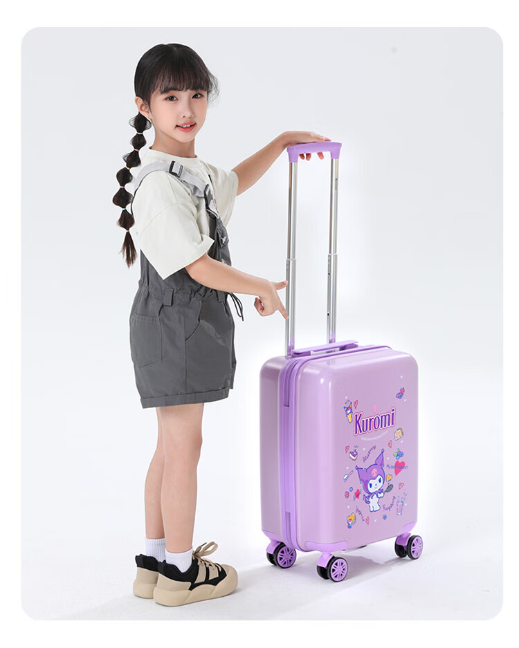 Чемодан Mesuca X Sanrio Kuromi с кодовым замком и универсальными колесами, детский чемодан на колесиках, 18-дюймовый детский багаж, ручная кладь
