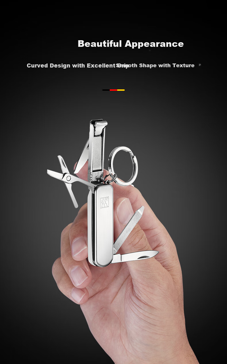 ZWILLING Многофункциональный маникюрный набор, складной нож для ногтей, мини-нож для фруктов, брелок, немецкий бренд, серебристый цвет