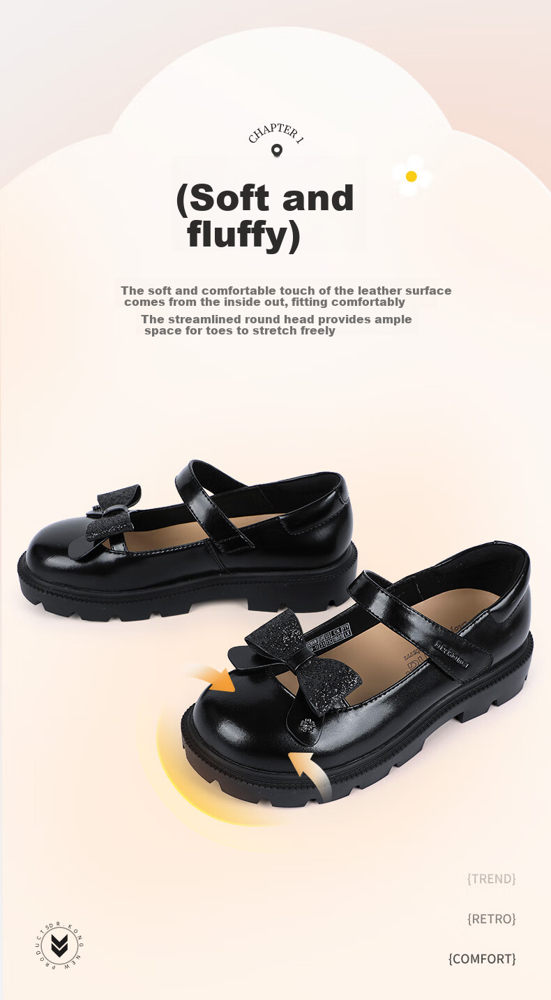 Детские туфли DR·KONG, модель 2B16A1028AW, черные, размер 33