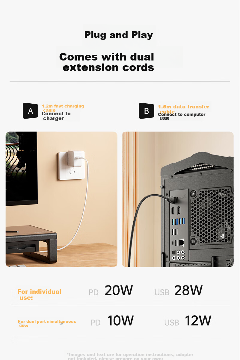 Подставка-органайзер Llano для монитора с USB 3.0, алюминиевый сплав, 30.2x64x8.6 см, 165 юаней