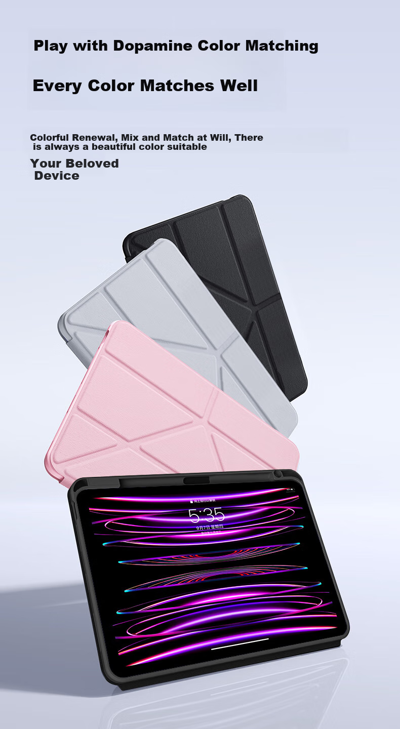 Чехол PISEN для iPad 11-го поколения (2025) / 10-го поколения (2022) 11/10.9 дюймов, защитный, ультратонкий, с подставкой, функцией сна/пробуждения и держателем для стилуса, серый