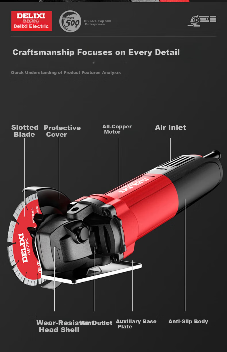 Угловая шлифмашина DELIXI ELECTRIC, многофункциональная, 1100 Вт, 100 мм