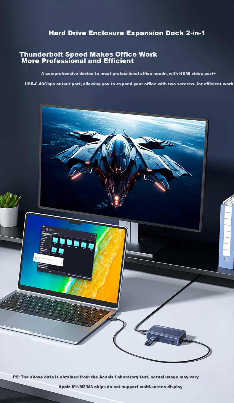 Внешний корпус Acasis TBU405ProMAX для 2x NVMe M.2 SSD, 40 Гбит/с, Thunderbolt 3/4, USB4, алюминиевый сплав, RAID