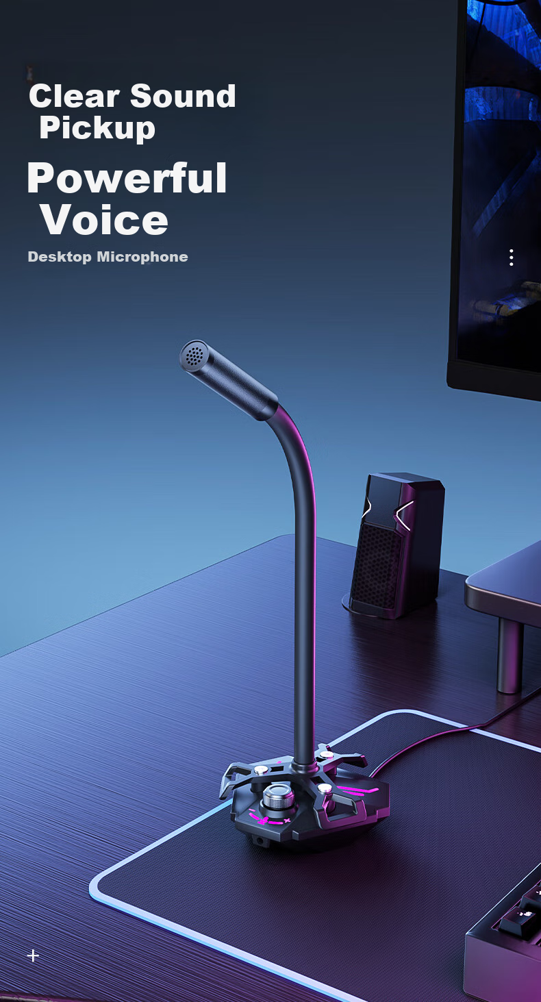 Игровой настольный USB-микрофон Aigo K12 для стриминга, записи, видеоконференций, с RGB-подсветкой