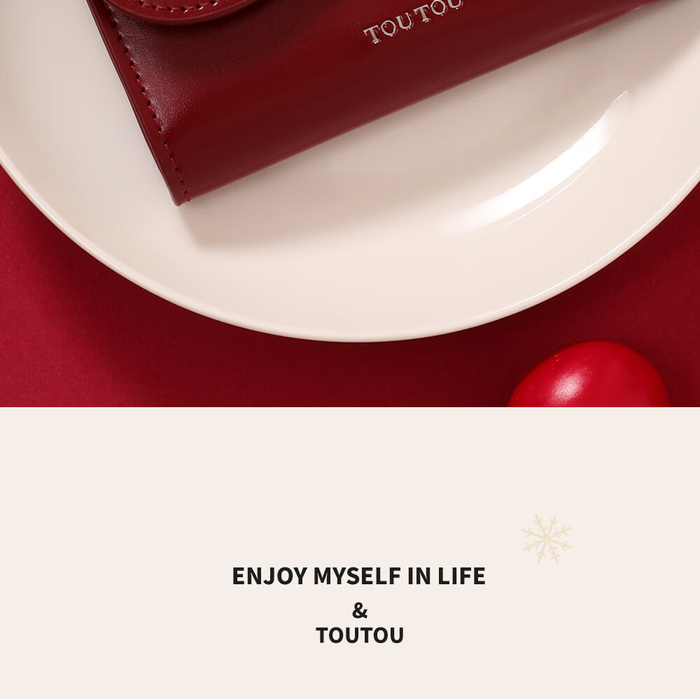 Кошелек Toutou Cherry из натуральной кожи, короткий кардхолдер, красный, подарок на Новый год, День Святого Валентина