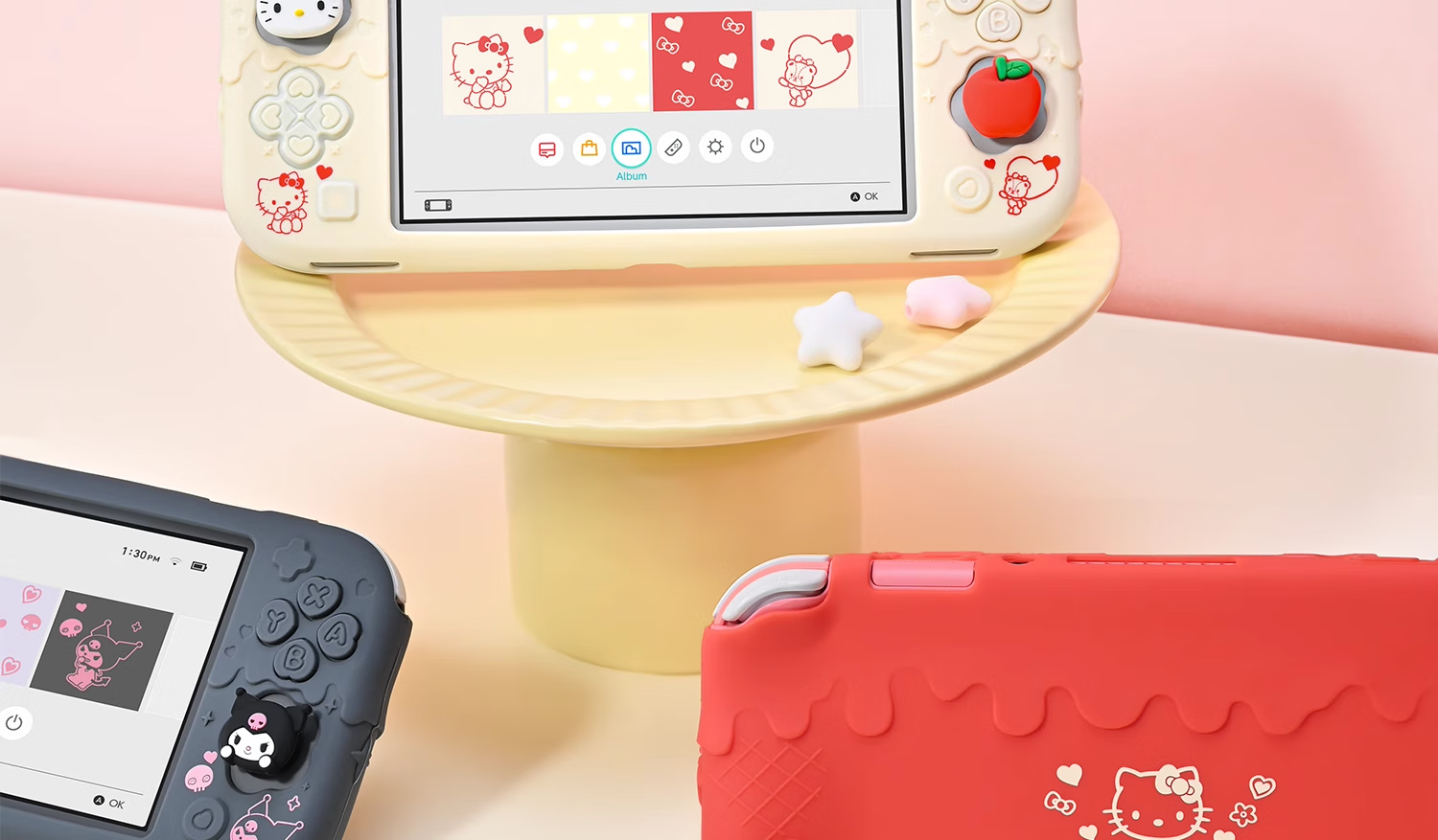 Защитный чехол Jixiang для Nintendo Switch Lite, полный комплект с колпачками для джойстиков, силиконовый, официальный, Sanrio Co-Branded, противоударный