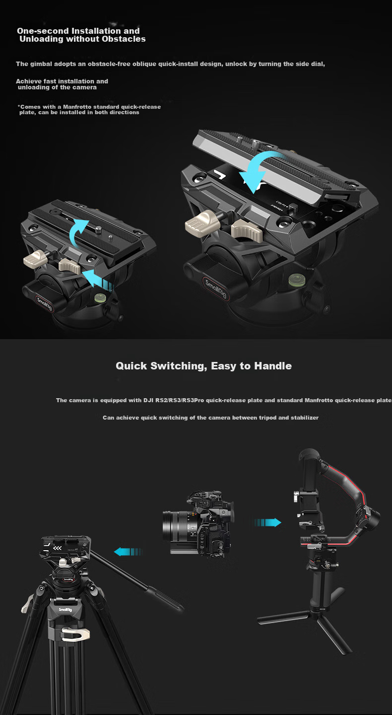 Профессиональный штатив SmallRig 3751 с гидравлической головкой, для DSLR камер, алюминиевый сплав, нагрузка 8 кг