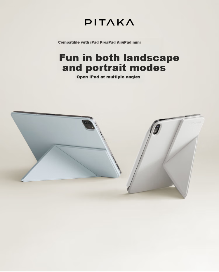 Чехол PITAKA для Apple iPad mini 7/6 (2024), двойного назначения, магнитный, с подставкой, ультратонкий, из ПУ, белый