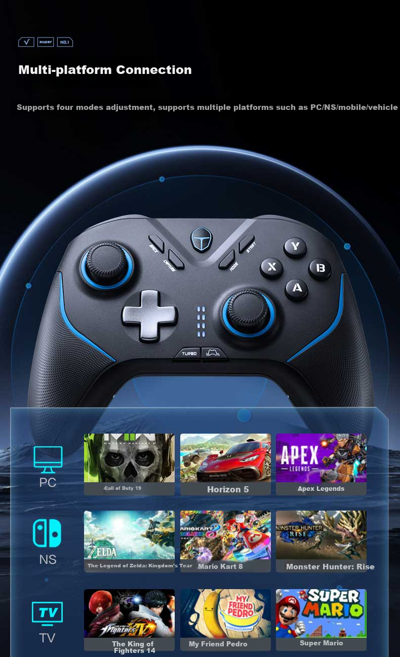 Беспроводной игровой контроллер ThundeRobot G50 Ultra, виброотдача триггеров, стиль Xbox, джойстик TMR, триггеры Холла, Bluetooth, гироскоп, ПК, черный