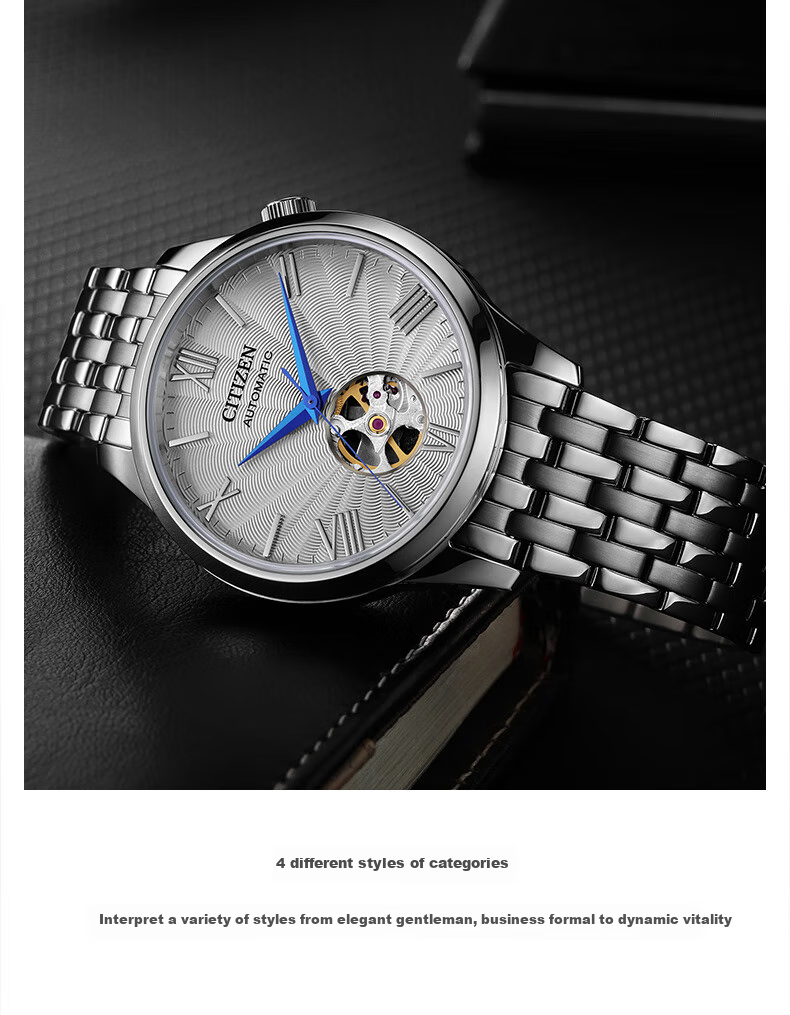 Мужские часы CITIZEN NH9130-17A, механические с автоподзаводом, кожаный ремешок, винтажный дизайн