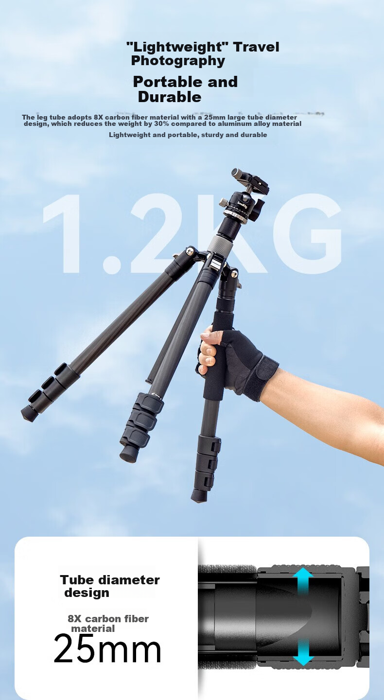 Штатив SmallRig 4059 AP-20 из углеродного волокна для камеры и DSLR, портативный штатив-кардан для путешествий, легкий штатив серии Hidden