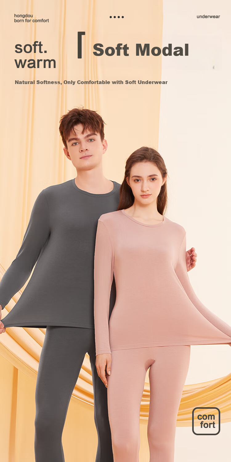 Термобелье Hodo для мужчин, комплект из кальсон и лонгслива, модель "Autumn Undershirt And Pants", цвет "Misty Blue" (Туманно-голубой), размер 180/105 (2XL), материал Модал