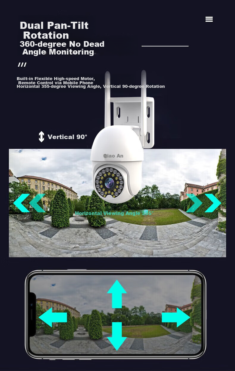 Камера видеонаблюдения JOOAN AI High-Definition, водонепроницаемая для дома и улицы, 360-градусный обзор без слепых зон, ночное видение, панорамная купольная камера, беспроводная Wi-Fi, удаленный доступ через смартфон