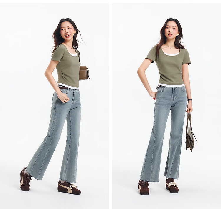 Женская футболка Semir с коротким рукавом, укороченная, универсальная, летняя, 2025, с U-образным вырезом, арт. 109325100015