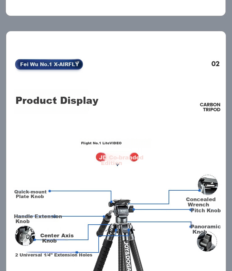 Штатив Fotopro LITE VIDEO с флип-замками, регулируемый монопод, металлическая гидравлическая головка, для видеосъемки, фотографии, беззеркальных камер, из углеродного волокна