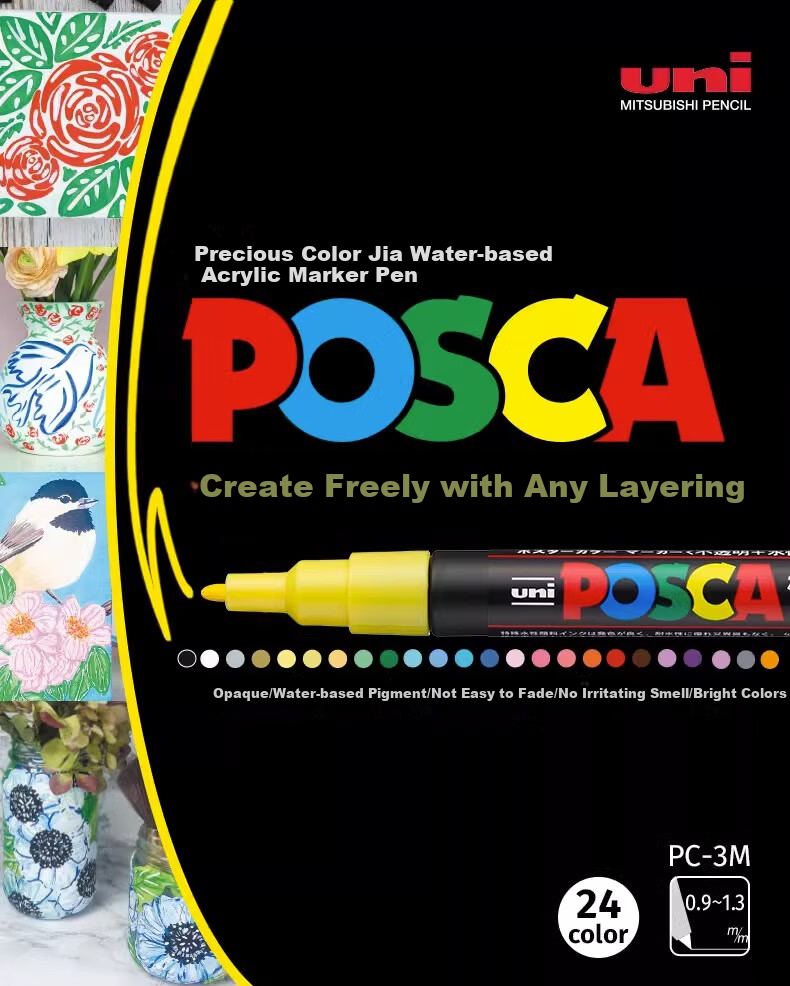 Акриловый маркер Uni Mitsubishi POSCA PC-3M, розовый, 1 шт.