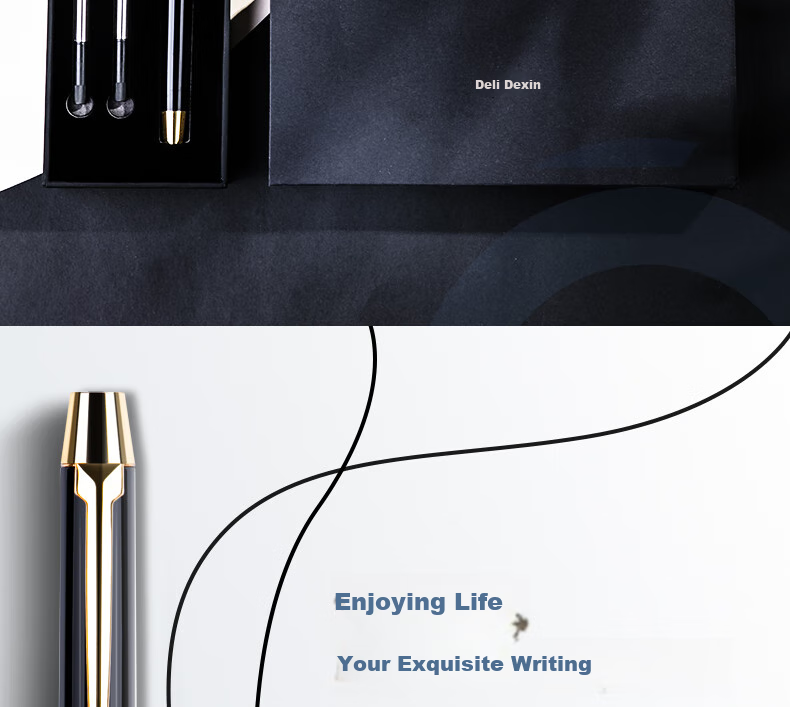 Элегантная металлическая шариковая ручка Deli Zhuoran Series в подарочной упаковке, бизнес-подарок, офисная гелевая ручка, 0.5 мм, с 2 стержнями S158