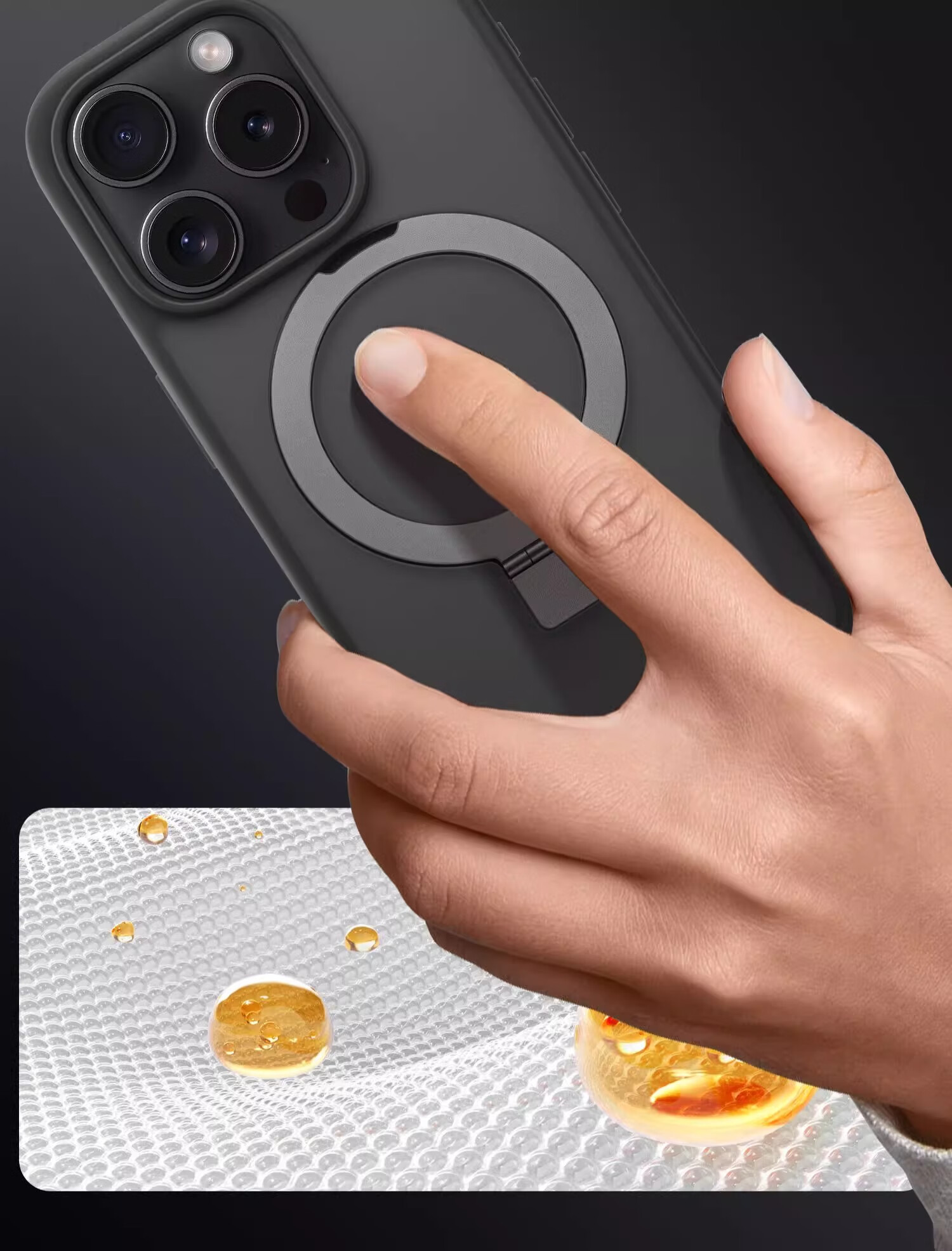Чехол-накладка ZHIWEISHI с магнитной подставкой для Apple iPhone 15 Pro, MagSafe, ультратонкий, матовый, графитовый черный