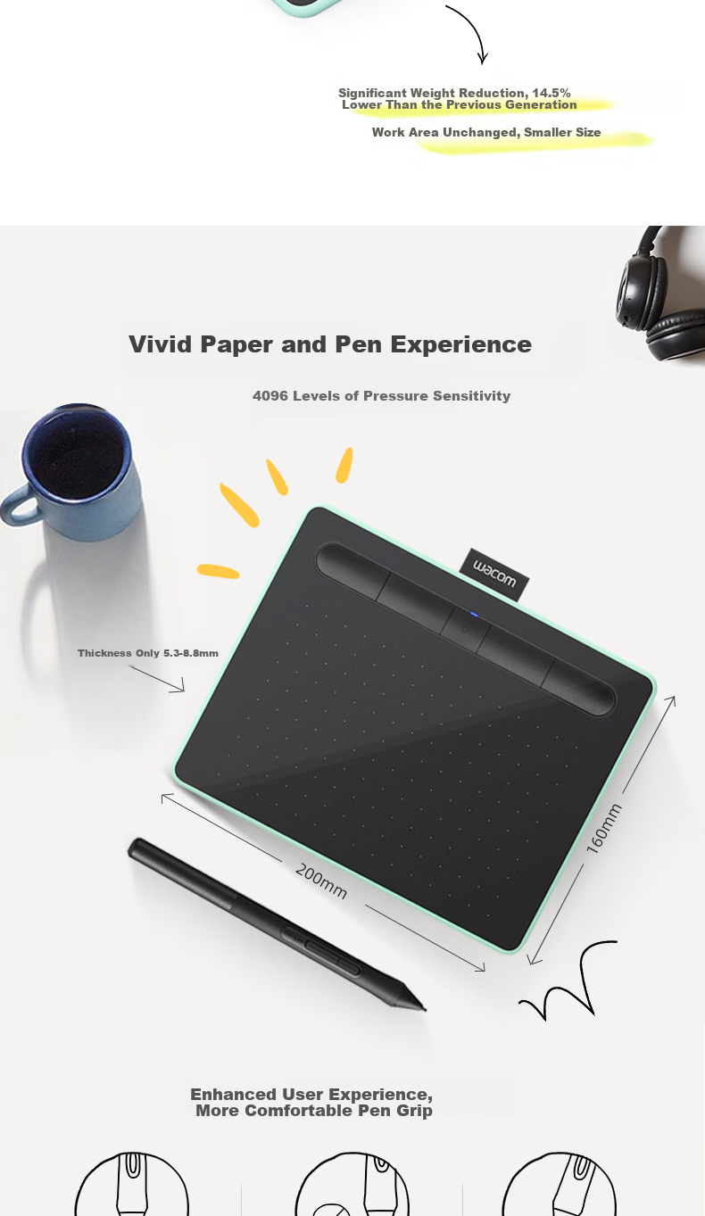 Графический планшет Wacom Intuos CTL-4100WLA/K0 Bluetooth, маленький, черный