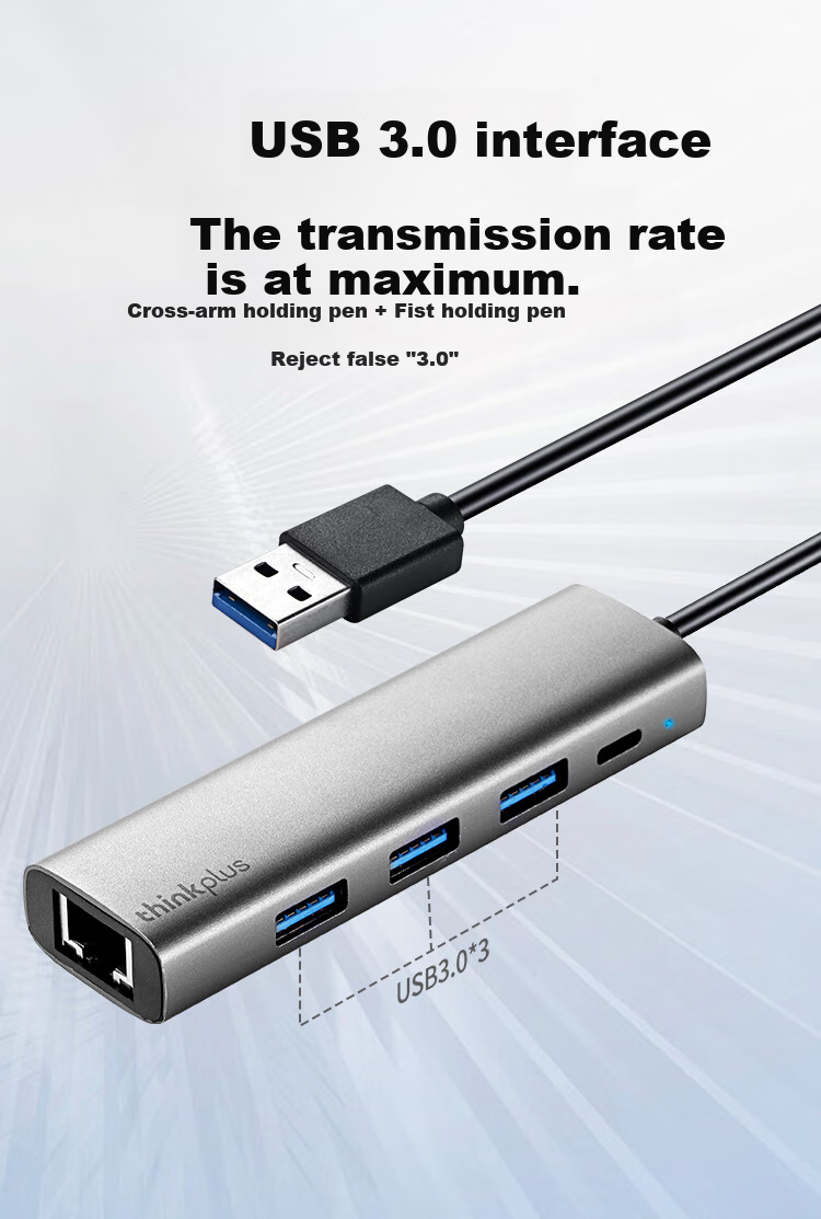 Адаптер-конвертер Lenovo ThinkPad USB в Ethernet RJ45 Gigabit, сетевой порт, USB-хаб, разветвитель, док-станция для ноутбука, удлинительный кабель LRA3
