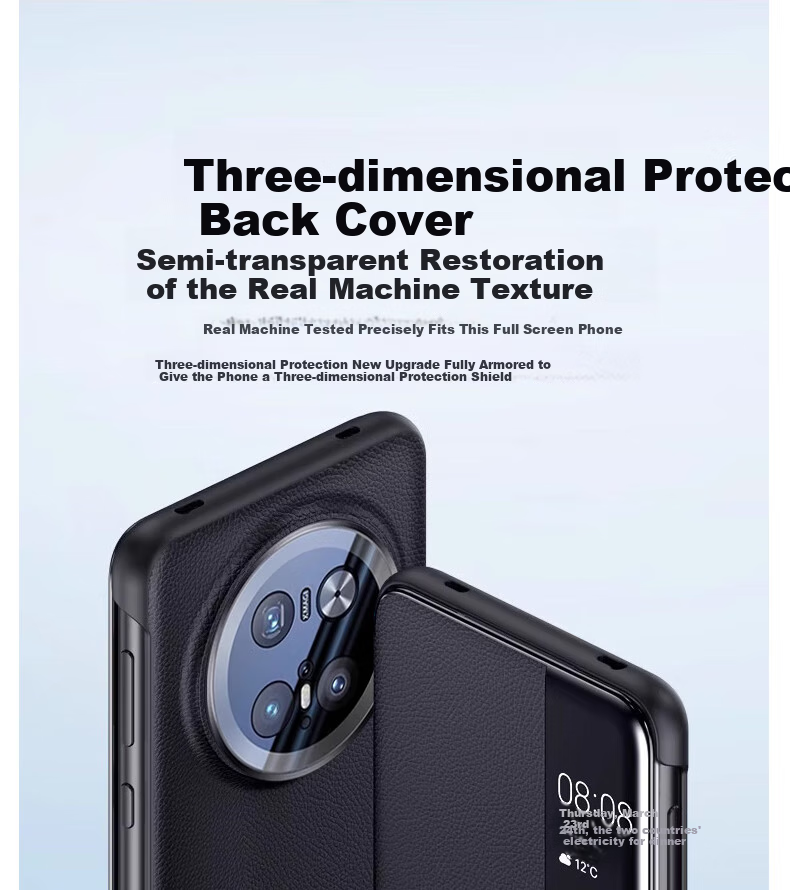 Чехол-книжка ZhengJian для Huawei Mate 70, натуральная кожа, черный, с окном для просмотра, защита от падений, бизнес-стиль