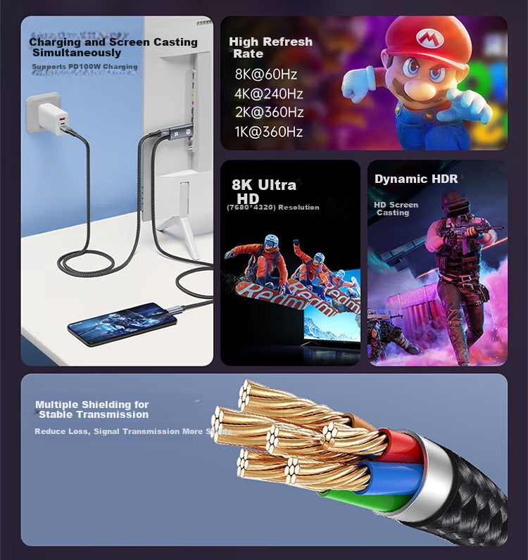 Кабель-адаптер ULT-unite Type-C на DP 1.4, 8K, 240Hz, PD 100W, Thunderbolt 4/5, для Apple MacBook Pro 17, 2 метра