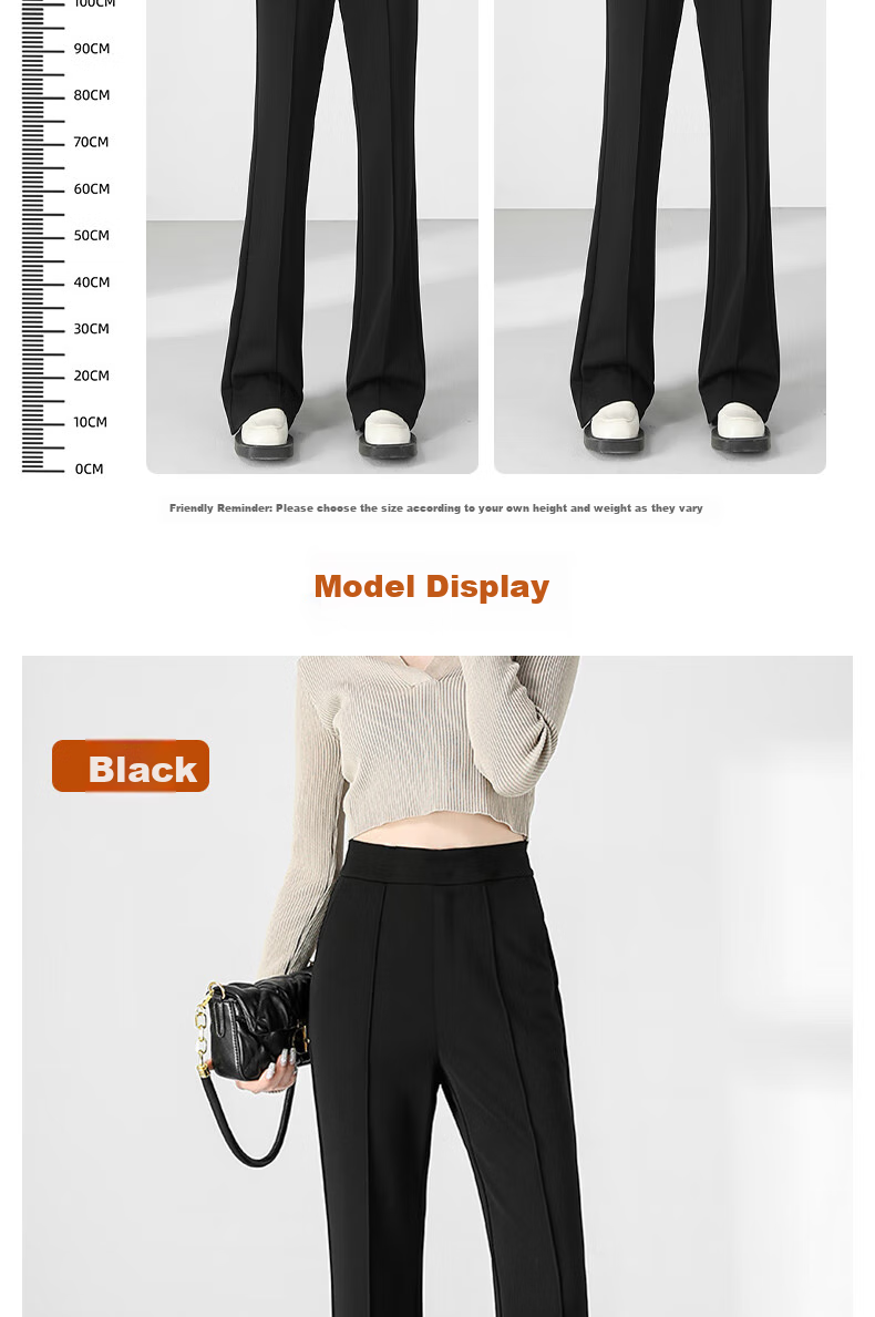 Женские брюки BOPRUIEY, повседневные, осень 2025, с высокой талией, драпирующиеся, удлиняющие ноги, черные классические брюки