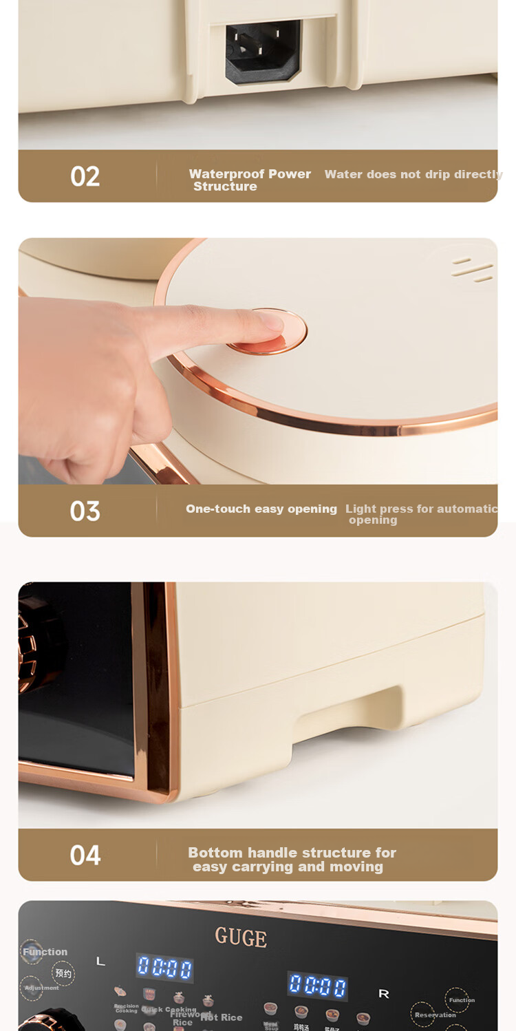 Мультиварка GUGE GB86, 4л, двойная чаша, низкоуглеводный рис, суп, пароварка, домашнее использование, двойное управление, умная электрическая мультиварка на 3-4 человека