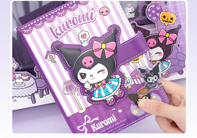 Подарочный набор для творчества Kuromi, для девочек, с блокнотом, стикерами, ручками и другими аксессуарами, для школьников, подарок на день рождения