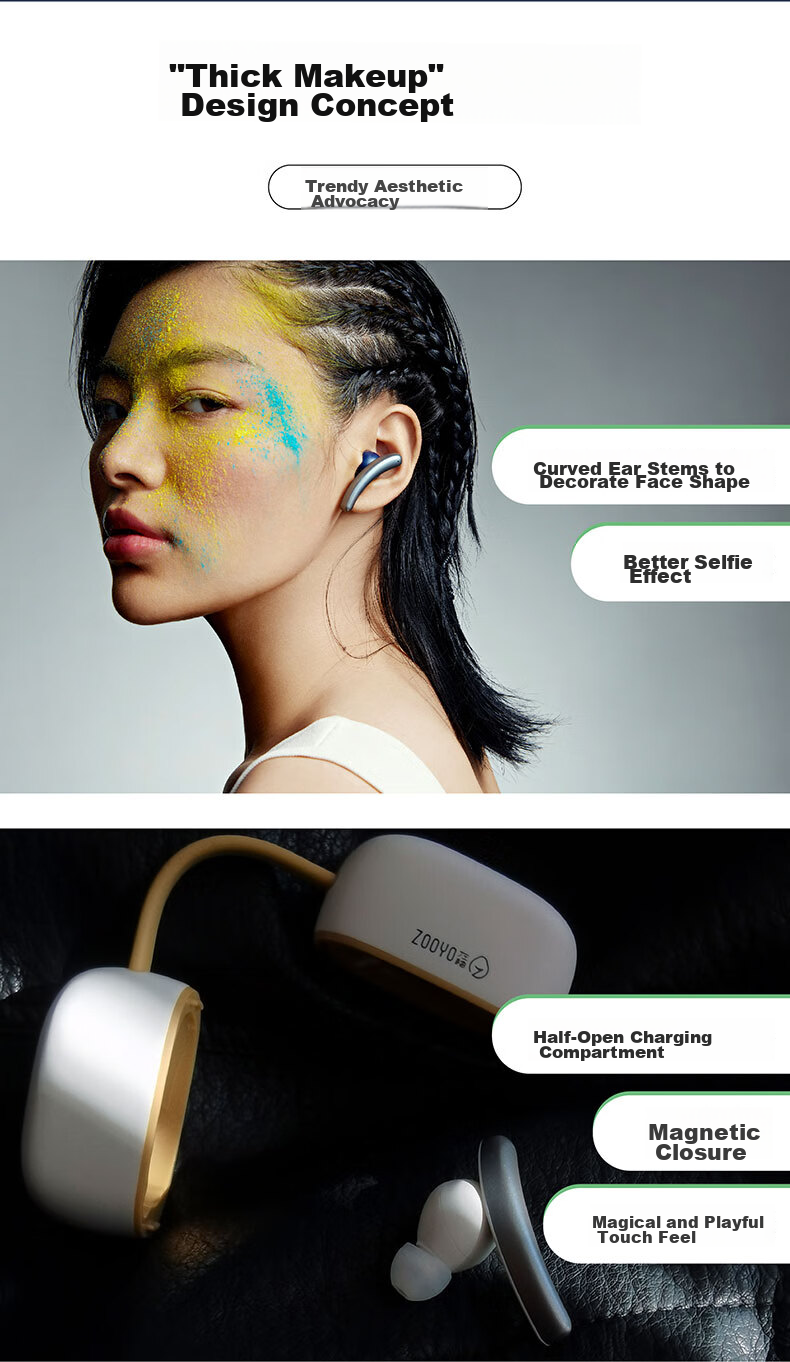 Беспроводные наушники ZOOYO Girlfriend, с активным шумоподавлением, Bluetooth 5.3, для спорта и путешествий, цвет "Яо Хуан"