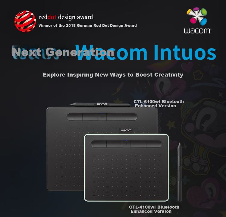 Графический планшет Wacom Intuos CTL-4100WLA/K0 Bluetooth, маленький, черный